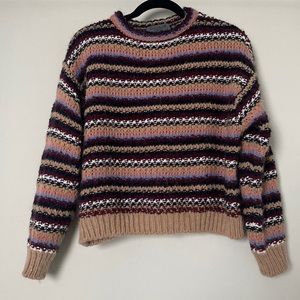 Elsamanda Made In Italy Alpaca Wool Blend Striped Knit Crewneck Sweater - L